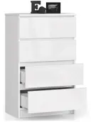Komoda K60 4SZ bílá/bílý lesk