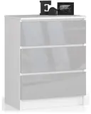 Komoda K60 3SZ bílá/metalický lesk