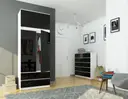 Šatní skříň s nástavbou S90 2D2SZ bílá/černý lesk