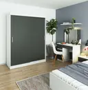 Šatní skříň posuvná Mono 150 cm bílá/grafitová šedá