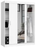 Šatní skříň posuvná se zrcadlem 150 cm bílá