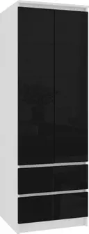 Šatní skříň Star S60 2D2SZ bílá/černý lesk