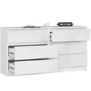 Komoda K140 6SZ bílá/bílý lesk
