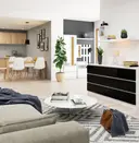 Komoda K160 6SZ bílá/černý lesk