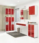 Koupelnová skříňka Fin W60 2D bílá/červený lesk
