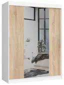 Šatní skříň posuvná se zrcadlem 150 cm bílá/dub sonoma
