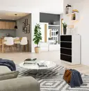 Komoda K60 4SZ bílá/černý lesk