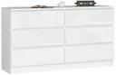 Komoda K140 6SZ bílá/bílý lesk