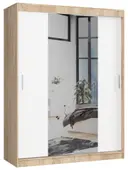 Šatní skříň posuvná se zrcadlem 150 cm dub sonoma/bílá