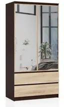Šatní skříň S90 2D2SZ se zrcadlem wenge/dub sonoma