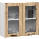 Závěsná kuchyňská vitrína Olivia W80 H720 bílá/dub artisan