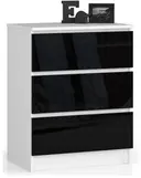 Komoda K60 3SZ bílá/černý lesk