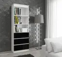 Regál R60 3SZ2P bílá/černý lesk