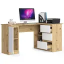 Rohový počítačový stůl B20 pravá - dub artisan/bílá