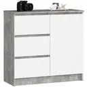 Komoda K80 Jerry 1D3SZ beton/bílá