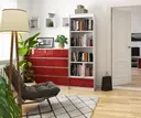 Regál R60 1SZ4P bílá/červený lesk