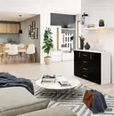 Komoda K45 bílá/černý lesk
