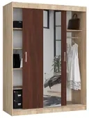 Šatní skříň posuvná se zrcadlem 150 cm dub sonoma/wenge