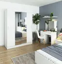 Šatní skříň posuvná se zrcadlem 150 cm bílá