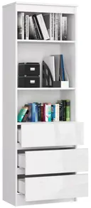 Regál R60 3SZ2P bílá/bílý lesk