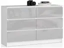 Komoda K120 6SZ bílá/metalický lesk