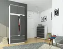 Šatní skříň s nástavbou S90 2D2SZ bílá/grafitová šedá