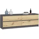 Komoda K160 4SZ grafitová šedá/dub artisan