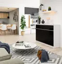 Komoda K140 3D3SZ bílá/černý lesk
