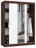 Šatní skříň posuvná se zrcadlem 150 cm wenge/bílá