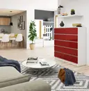 Komoda K120 10SZ bílá/červený lesk