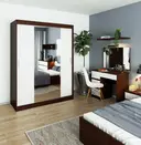 Šatní skříň posuvná se zrcadlem 150 cm wenge/bílá