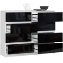 Komoda K120 8SZ bílá/černý lesk