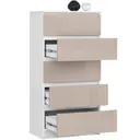 Komoda K60 5SZ bílá/cappuccino lesk