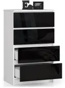 Komoda K60 4SZ bílá/černý lesk