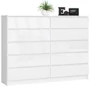 Komoda K160 10SZ bílá/bílý lesk