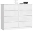 Komoda K120 8SZ bílá/bílý lesk