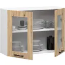 Závěsná kuchyňská vitrína Olivia W80 H580 bílá/dub artisan