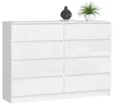 Komoda K140 8SZ bílá/bílý lesk