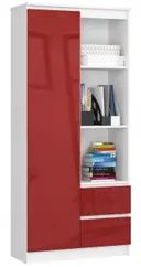 Regál R11 R80 1D2SZ bílá/červený lesk