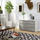 Komoda CL100 6SZ bílá/beton