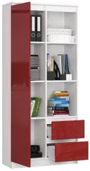 Regál R11 R80 1D2SZ bílá/červený lesk