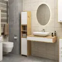 Koupelnová skříňka FIN Sloupek 30 2D 1SZ 1W 140cm PK Dub artisan / Bílá