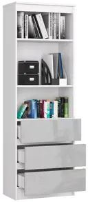 Regál R60 3SZ2P bílá/metalický lesk