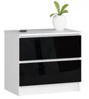 Noční stolek K60 2SZ CLP bílá/černý lesk