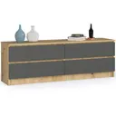 Komoda K160 4SZ dub artisan/grafitová šedá