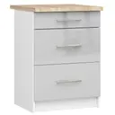 Kuchyňská skříňka Olivia S60 3SZ bílá/metalický lesk