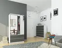 Šatní skříň S90 2D2SZ se zrcadlem bílá/grafitová šedá