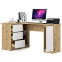 Rohový počítačový stůl B20 levá - dub artisan/bílá