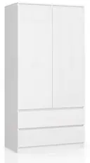 Šatní skříň S90 2D2SZ bílá/bílý lesk