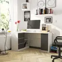 Rohový počítačový stůl B20 levá - bílá/grafitová šedá